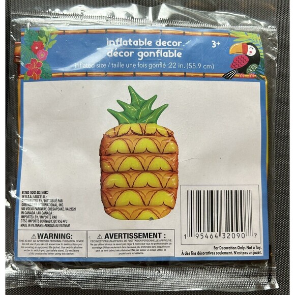 Inflatable Pineapple Palm Tree Luau Party Decor Table Decoration NEW SEALED - Picture 6 of 9